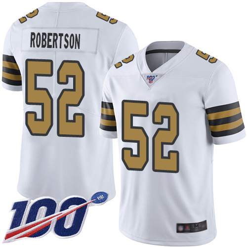 Men New Orleans Saints Limited White Craig Robertson Jersey NFL Football 52 100th Season Rush Vapor Untouchable Jersey